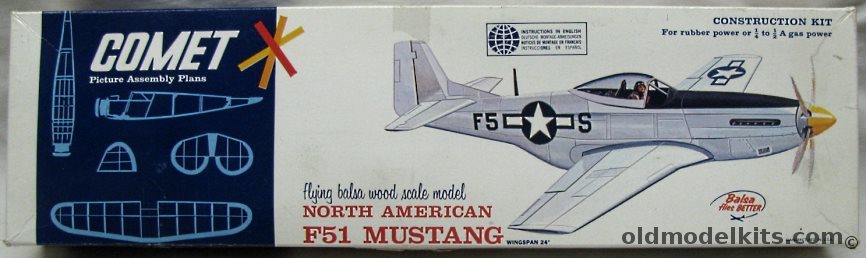 Comet North American F-51 Mustang with Vacuform Canopy and Spinner - 24 inch Wingspan Scale Flying Model - (P-51D), 3901 plastic model kit